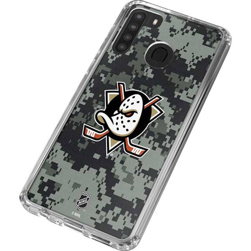 NHL Anaheim Ducks Camo Galaxy A21 Clear Case