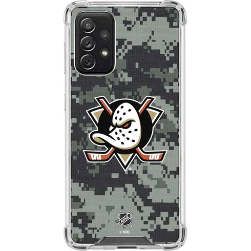 NHL Anaheim Ducks Camo Galaxy A72 5G Clear Case
