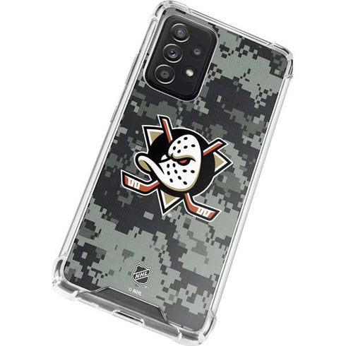 NHL Anaheim Ducks Camo Galaxy A72 5G Clear Case