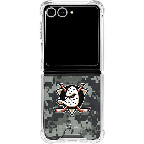 NHL Anaheim Ducks Camo Galaxy Z Flip7 Clear Case