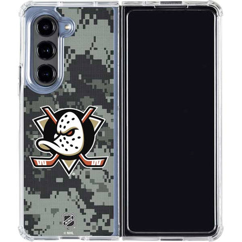 NHL Anaheim Ducks Camo Galaxy Z Fold5 5G Clear Case