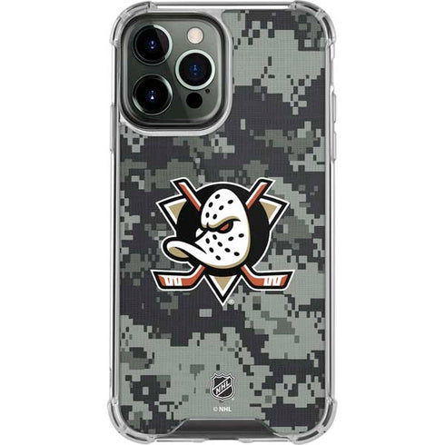 NHL Anaheim Ducks Camo iPhone 13 Pro Max Clear Case