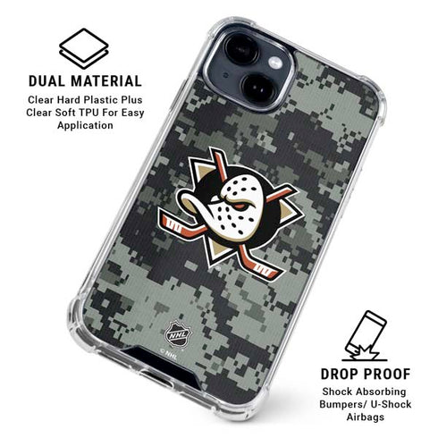 NHL Anaheim Ducks Camo iPhone 15 Clear Case