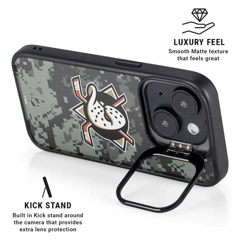 NHL Anaheim Ducks Camo iPhone 15 Kickstand Case