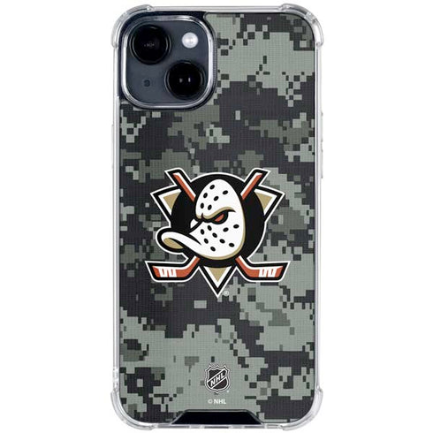 NHL Anaheim Ducks Camo iPhone 15 Plus Clear Case