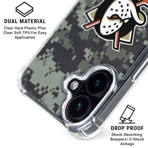 NHL Anaheim Ducks Camo iPhone 16 Clear Case