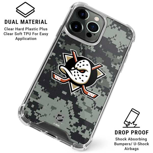 NHL Anaheim Ducks Camo iPhone 16 Pro Max Clear Case