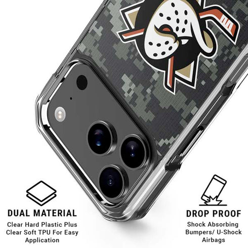 NHL Anaheim Ducks Camo iPhone 17 Pro Max Clear Case