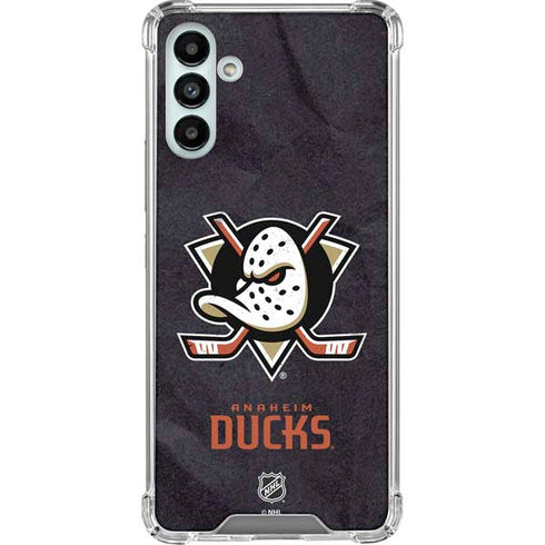 NHL Anaheim Ducks Distressed Galaxy A13 5G Clear Case