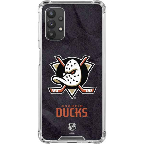 NHL Anaheim Ducks Distressed Galaxy A32 5G Clear Case