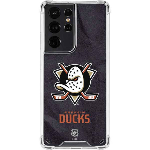 NHL Anaheim Ducks Distressed Galaxy S21 Ultra 5G Clear Case