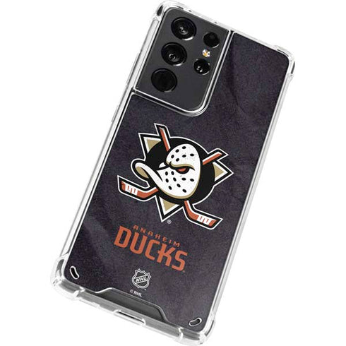 NHL Anaheim Ducks Distressed Galaxy S21 Ultra 5G Clear Case