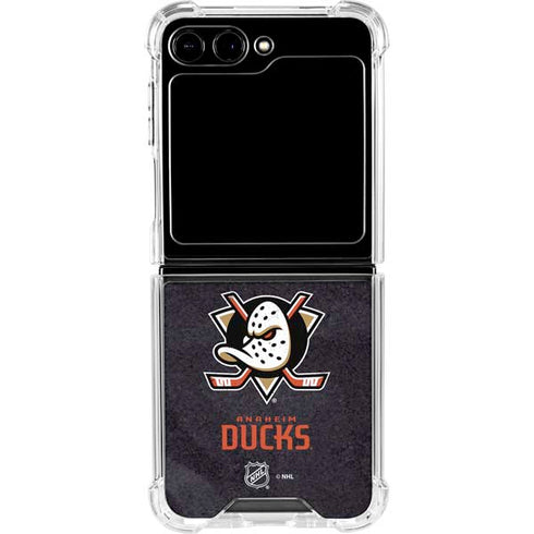 NHL Anaheim Ducks Distressed Galaxy Z Flip5 5G Clear Case