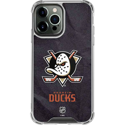 NHL Anaheim Ducks Distressed iPhone 13 Pro Max Clear Case