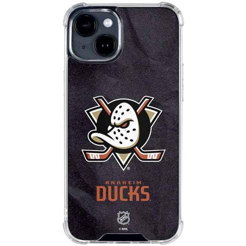 NHL Anaheim Ducks Distressed iPhone 15 Plus Clear Case