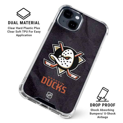 NHL Anaheim Ducks Distressed iPhone 15 Plus Clear Case