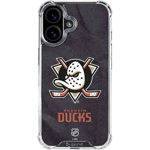 NHL Anaheim Ducks Distressed iPhone 16 Plus Clear Case
