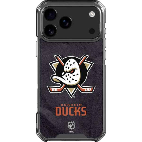 NHL Anaheim Ducks Distressed iPhone 17 Pro Max Clear Case