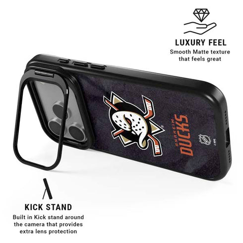NHL Anaheim Ducks Distressed iPhone 17 Pro Max Kickstand Case