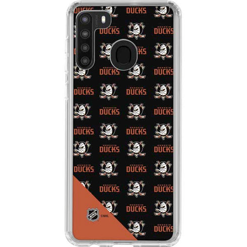 NHL Anaheim Ducks Pattern Galaxy A21 Clear Case
