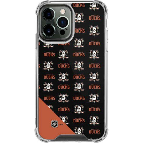 NHL Anaheim Ducks Pattern iPhone 14 Pro Max Clear Case