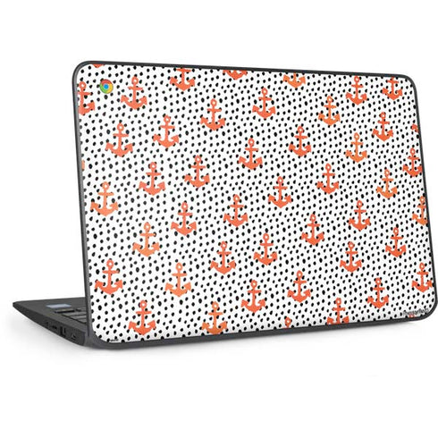 Bouffants and Broken Hearts Anchors and Dots HP Chromebook Skin