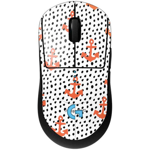 Bouffants and Broken Hearts Anchors and Dots G Pro Wireless Gaming Mouse Skin