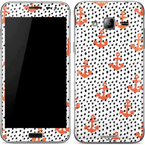Bouffants and Broken Hearts Anchors and Dots Galaxy J3 Skin