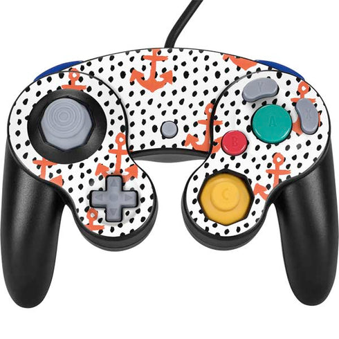 Bouffants and Broken Hearts Anchors and Dots Nintendo GameCube Controller Skin
