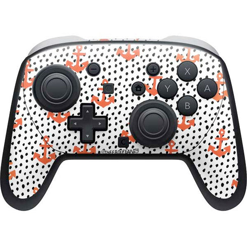 Bouffants and Broken Hearts Anchors and Dots Nintendo Switch 2 (2025) Pro Controller Skin