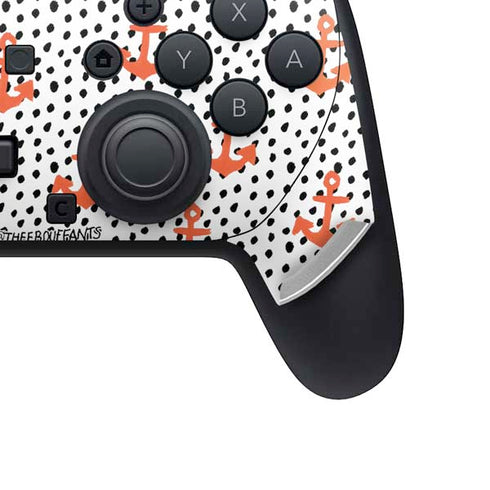 Bouffants and Broken Hearts Anchors and Dots Nintendo Switch 2 (2025) Pro Controller Skin