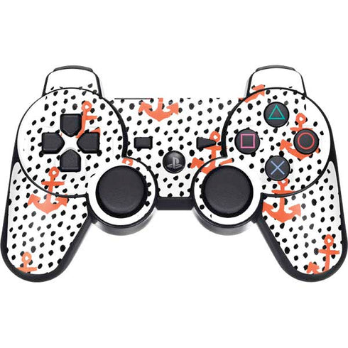 Bouffants and Broken Hearts Anchors and Dots PS3 Dual Shock wireless controller Skin