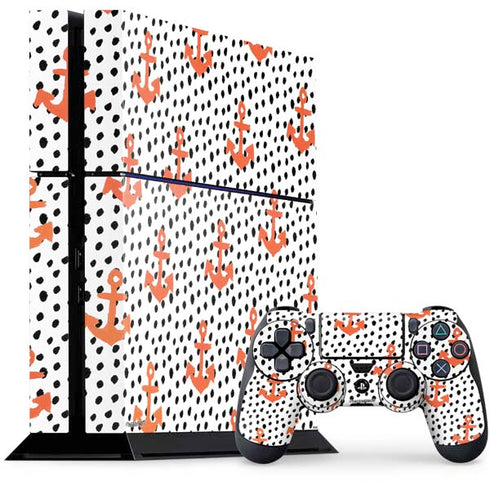 Bouffants and Broken Hearts Anchors and Dots PS4 Console and Controller Bundle Skin