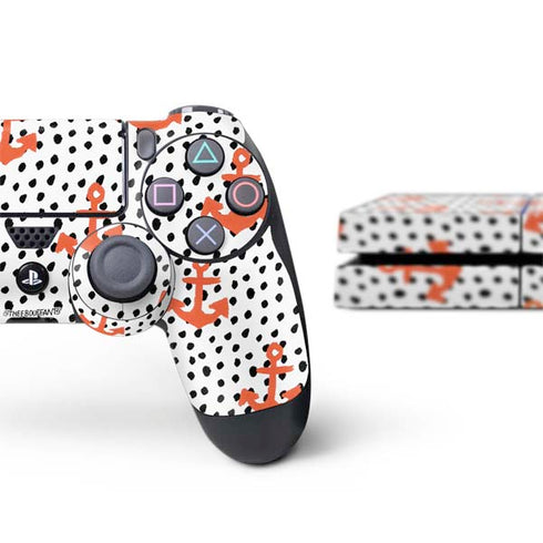 Bouffants and Broken Hearts Anchors and Dots PS4 Console and Controller Bundle Skin