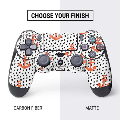 Bouffants and Broken Hearts Anchors and Dots PS4 Controller Skin