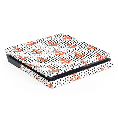 Bouffants and Broken Hearts Anchors and Dots PS4 Slim Skin