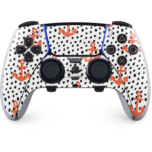 Bouffants and Broken Hearts Anchors and Dots PS5 DualSense Edge Pro Controller Skin