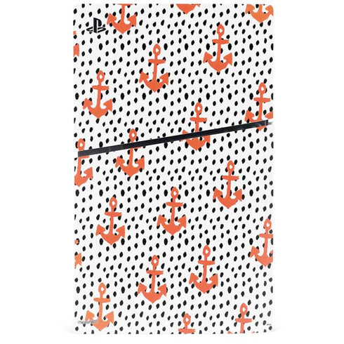 Bouffants and Broken Hearts Anchors and Dots PS5 Slim Digital Edition Console Skin
