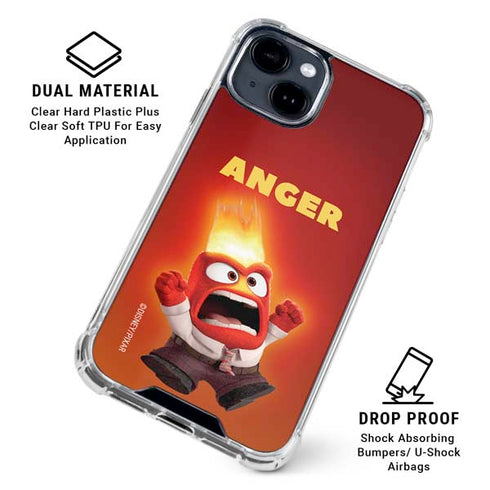 Disney Inside Out Anger Portrait iPhone 14 Plus Clear Case