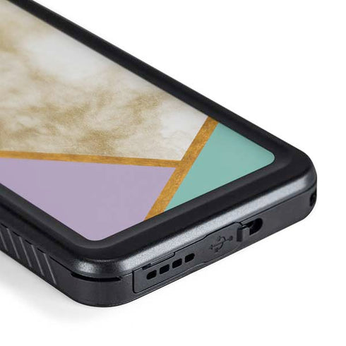 Angled Marble Galaxy S24 Plus Waterproof Case