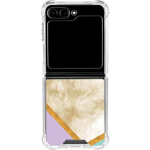 Angled Marble Galaxy Z Flip6 Clear Case