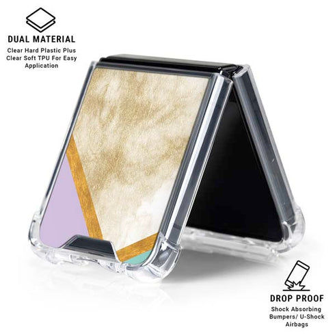 Angled Marble Galaxy Z Flip6 Clear Case