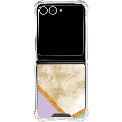 Angled Marble Galaxy Z Flip7 Clear Case