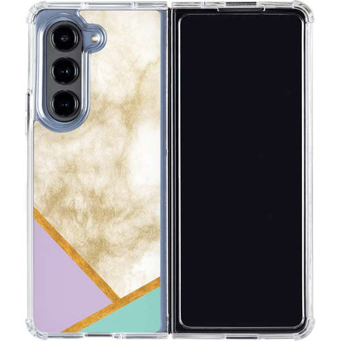 Angled Marble Galaxy Z Fold5 5G Clear Case