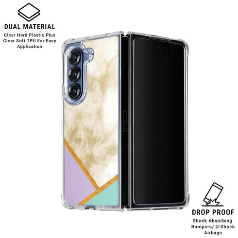 Angled Marble Galaxy Z Fold7 Clear Case