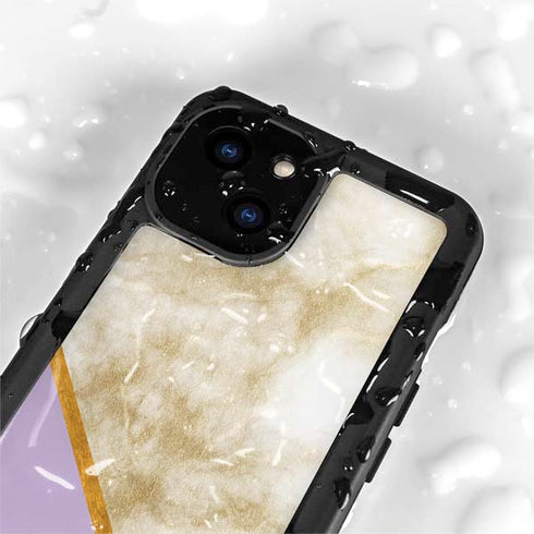 Angled Marble iPhone 15 Plus Waterproof Case