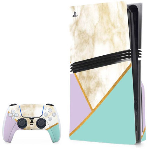 Angled Marble PS5 Pro Disk Bundle Skin