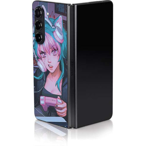Anime Catgirl Gamer Nerd by Ivy Dolamore Galaxy Z Fold5 5G Skin