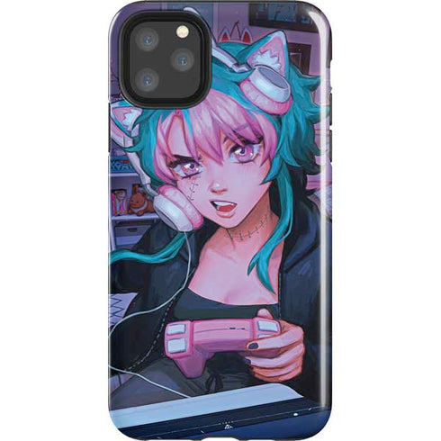 Anime Catgirl Gamer Nerd by Ivy Dolamore iPhone Cases
