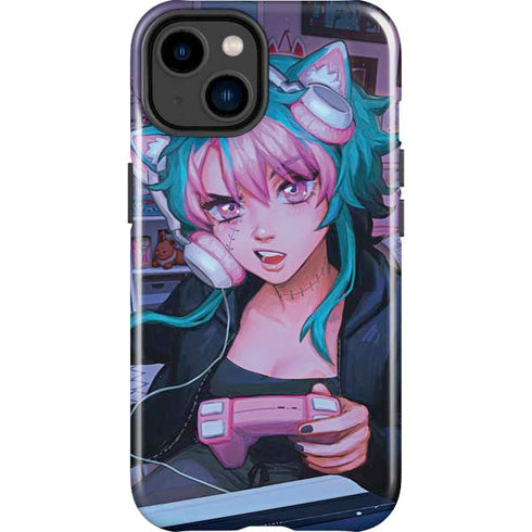 Anime Catgirl Gamer Nerd by Ivy Dolamore iPhone 15 Impact Case